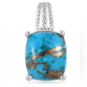Matrix Chestnut Brine Turquoise Solitaire
Pendant in Sterling Silver 4.30 ctw